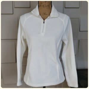 Lands End jacket top off white Polartec long sleeve Size XS